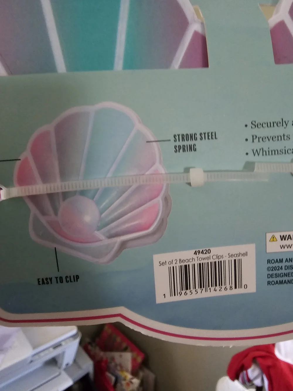 ROAM Shell Beach Towel Clips in Teal & Pink Gradient (2-Pack)